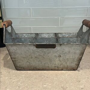 Magnolia Home Galvanized Metal Bin with Wooden Handles